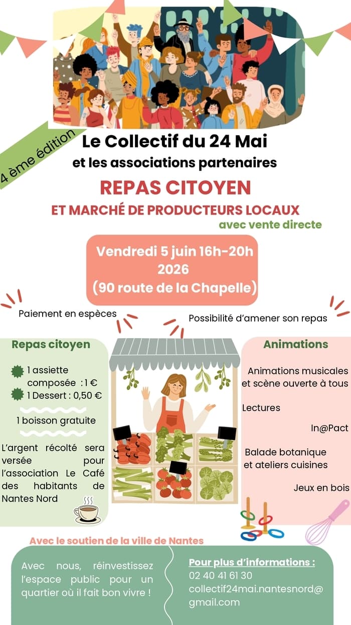 Illustration de l'événement : Repas partagé, animations et expérimentation d'un marché de producteurs locaux