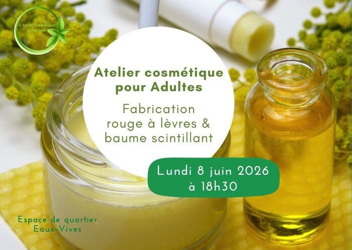 Illustration de l'événement : Atelier cosmétique pour adultes: Fabriquez votre Rouge à lèvres & votre Baume scintillant