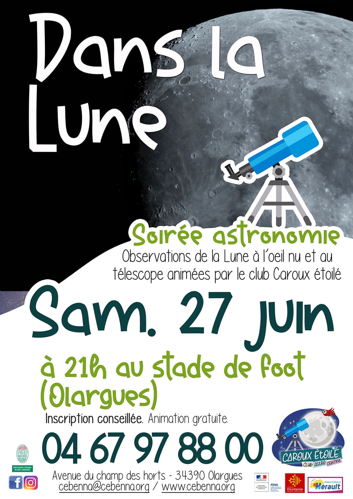 Illustration de l'événement : SOIREE CLUB ASTRO : DANS LA LUNE !
