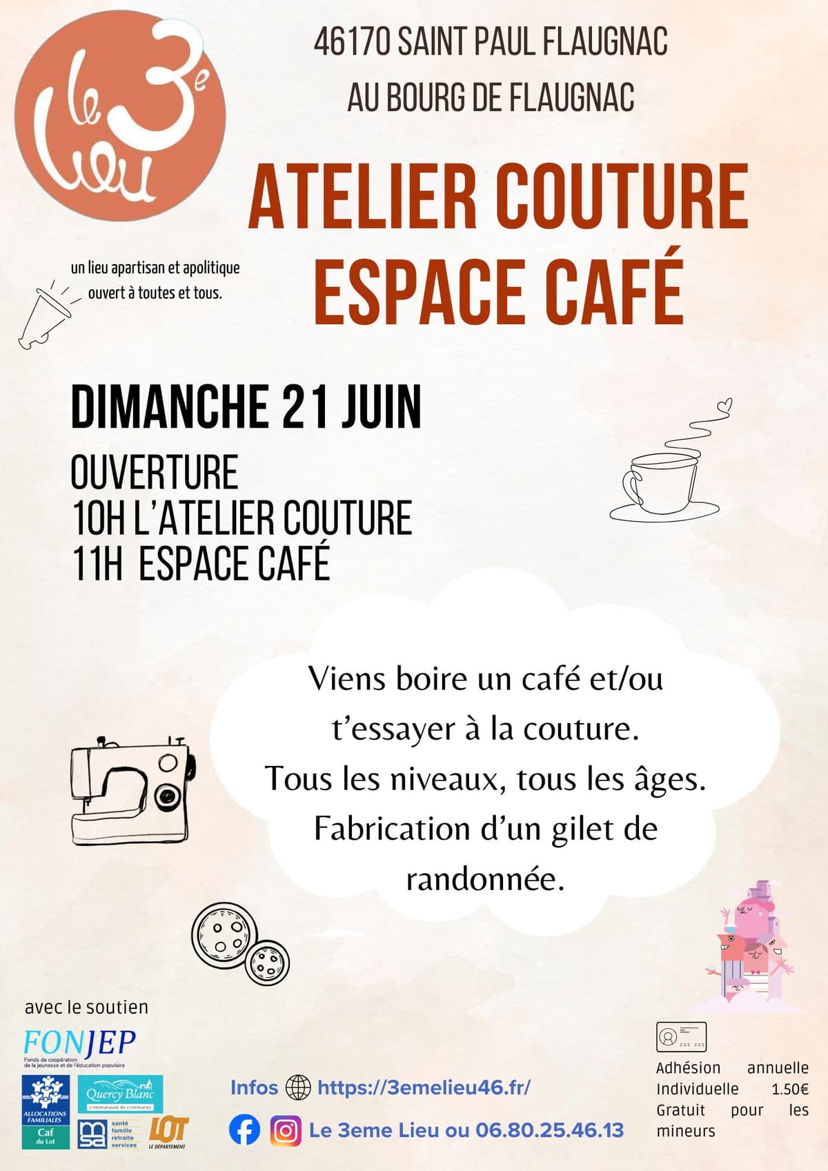 Illustration de l'événement : Atelier couture au 3ème Lieu