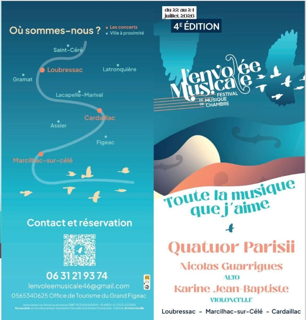 Illustration de l'événement : Festival l'Envolée musicale avec le Quatuor Parisii à Marcilhac-sur-célé