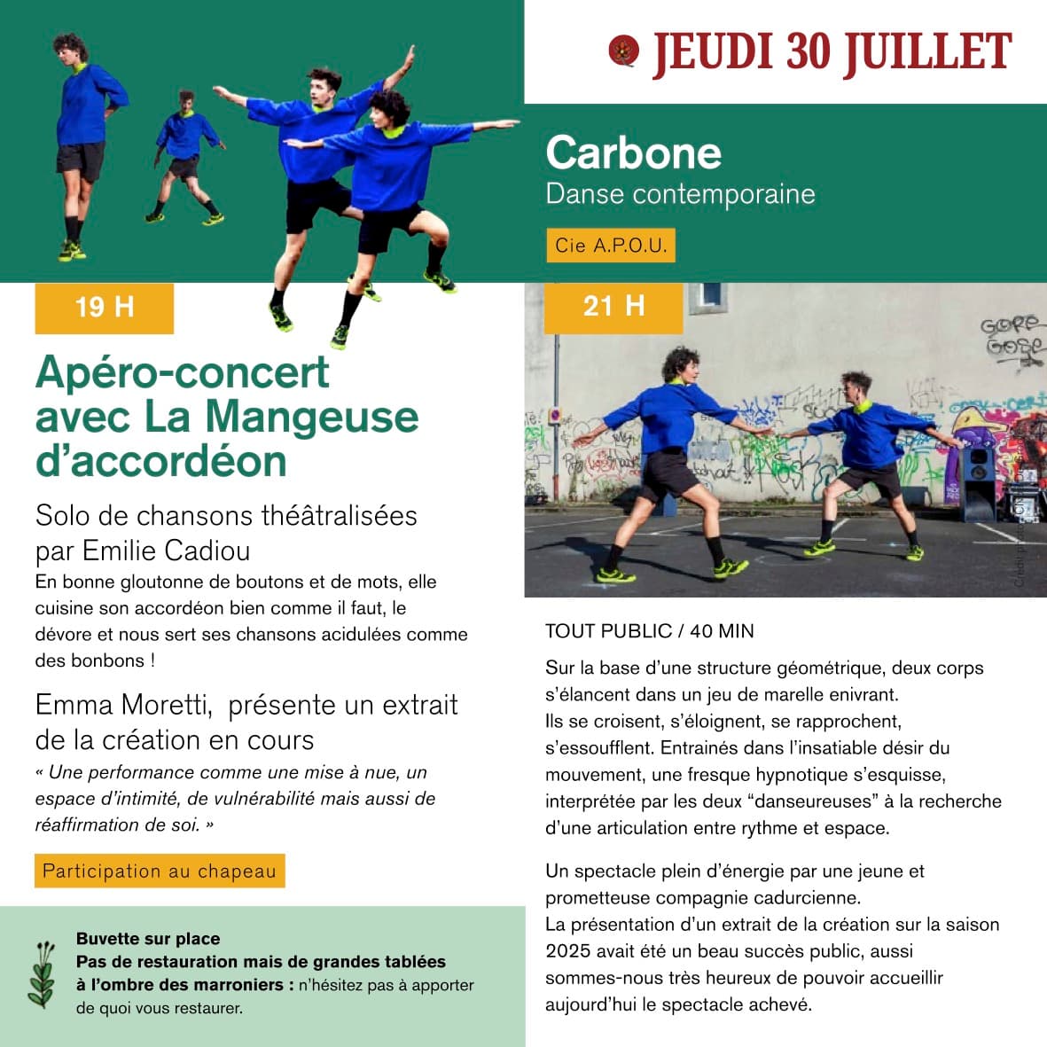 Illustration de l'événement : L'Amphi de Lalbenque : apéro concert et danse contemporaine