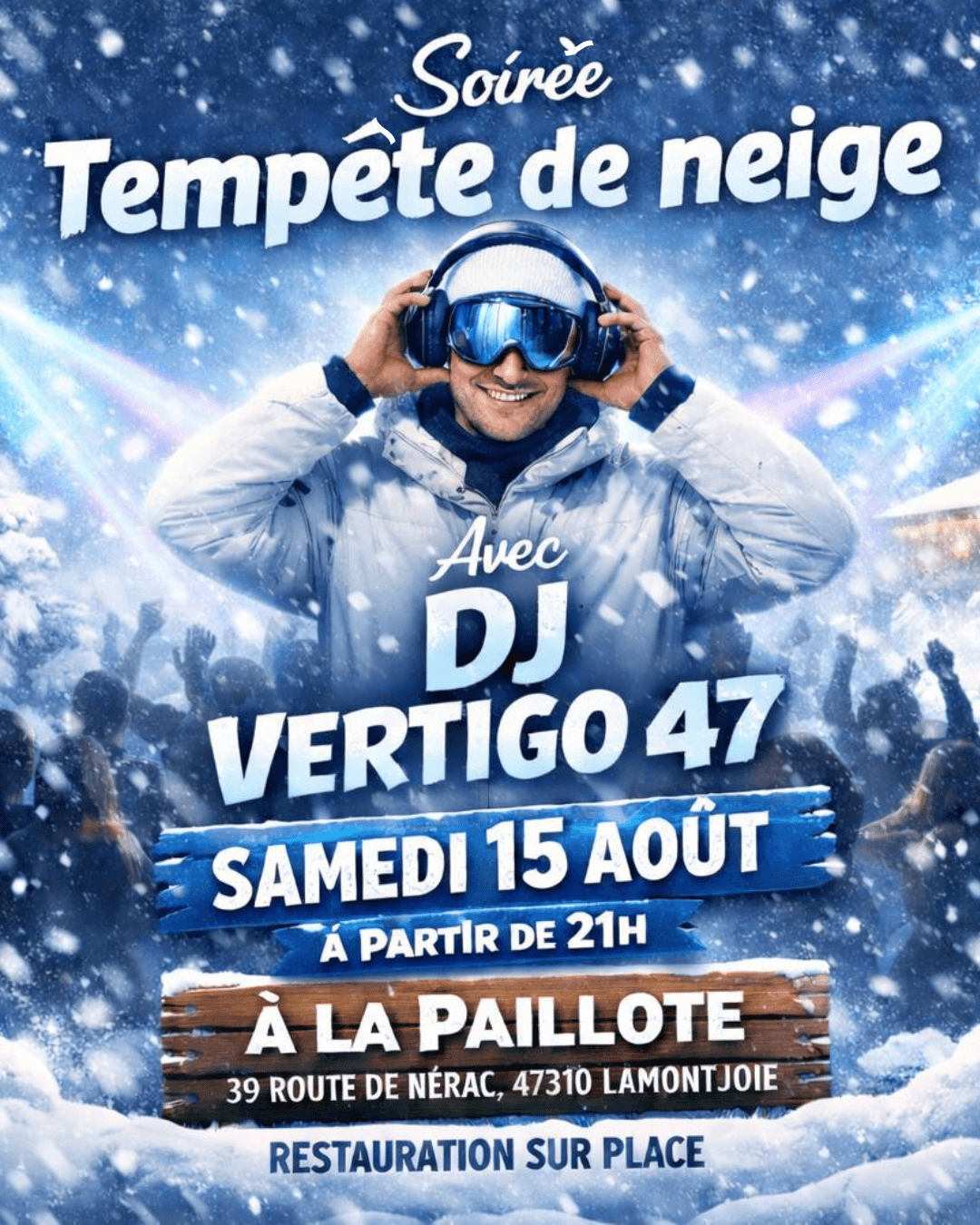 Illustration de l'événement : CAMPING X'TREM VILLAGE : Soirée tempête de neige et DJ
