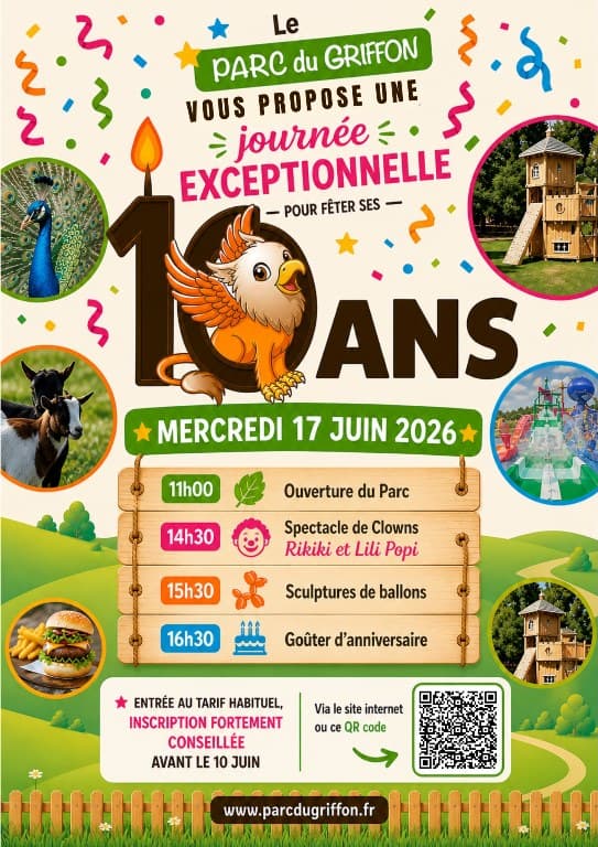 Illustration de l'événement : Le Parc du Griffon vous propose une journée exceptionnelle pour fêter ses 10 ans
