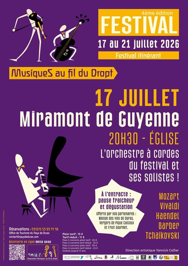 Illustration de l'événement : 4ᵉ édition du Festival itinérant "Musiques au fil du Dropt" - L’orchestre à cordes du festival et ses solistes !