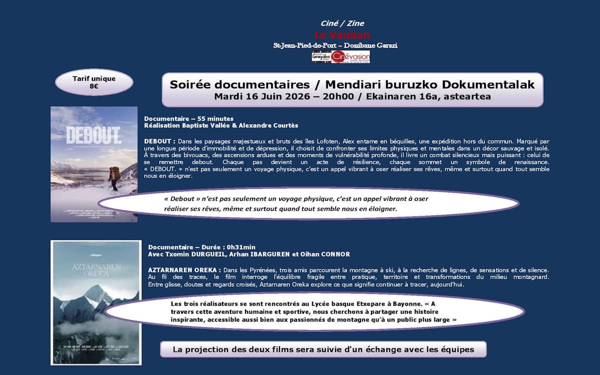 Illustration de l'événement : Soirée documentaires / Mendiari buruzko Dokumentalak
