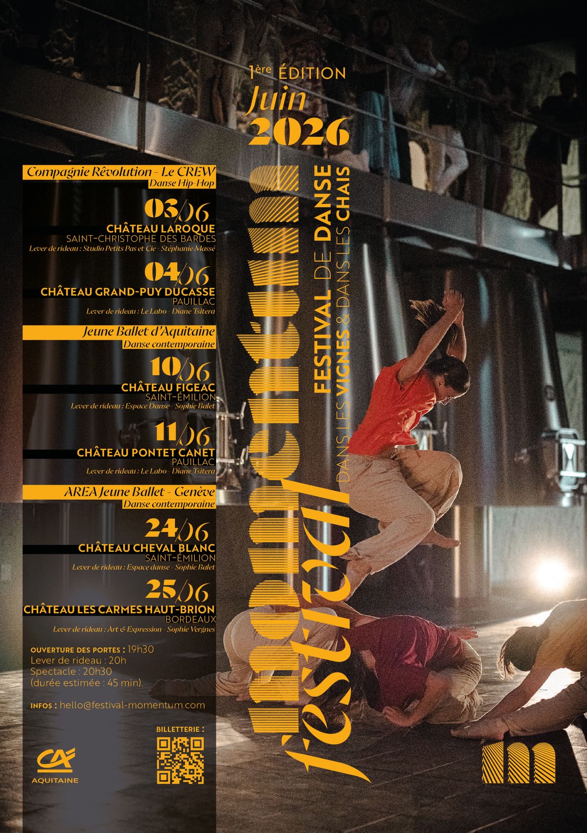 Illustration de l'événement : Festival Momentum - AREA Jeune Ballet Genève - Château Cheval Blanc - Saint-Emilion