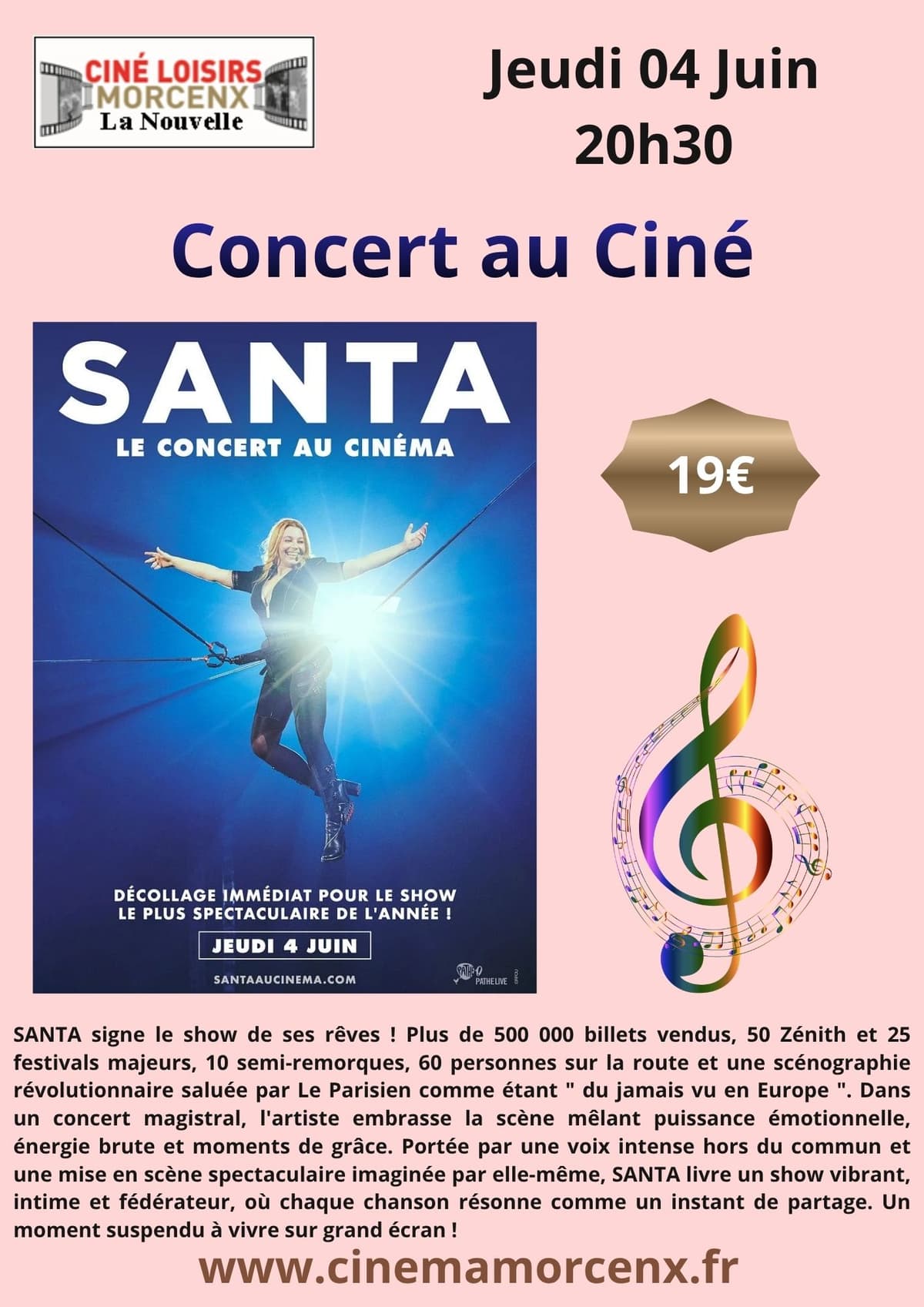 Illustration de l'événement : Le concert au Cinéma "SANTA"