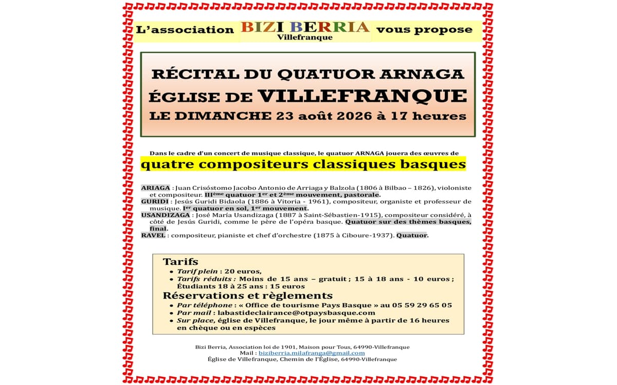 Illustration de l'événement : Récital du Quatuor Arnaga