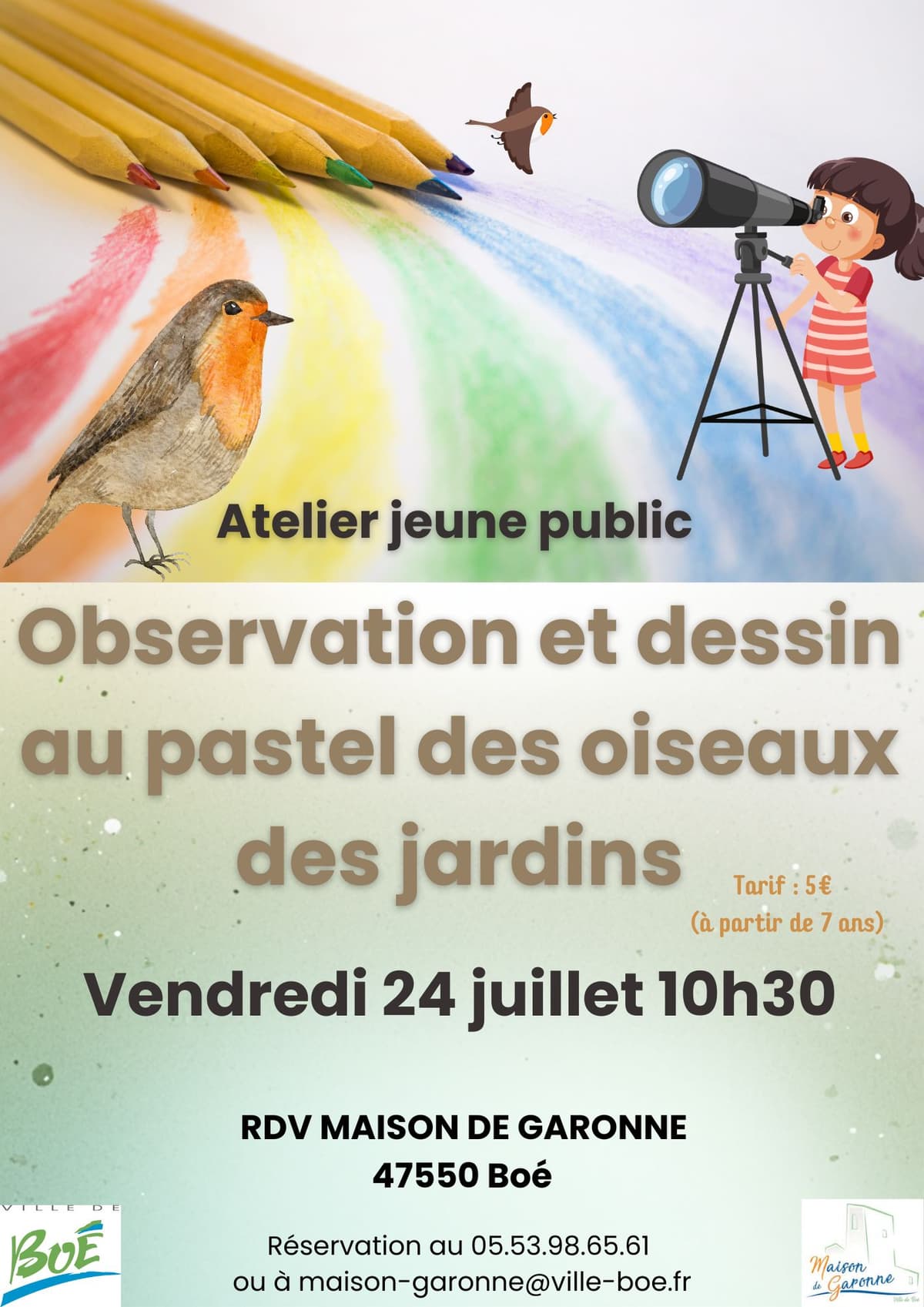 Illustration de l'événement : Atelier d'observation des oiseaux et de dessin crayons pastel
