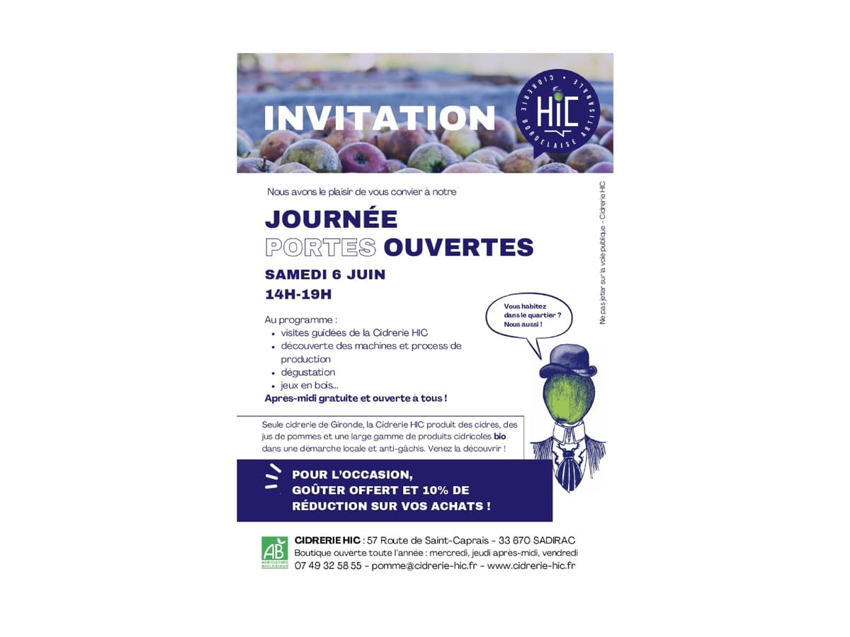 Illustration de l'événement : Journée portes ouvertes à la Cidrerie Hic