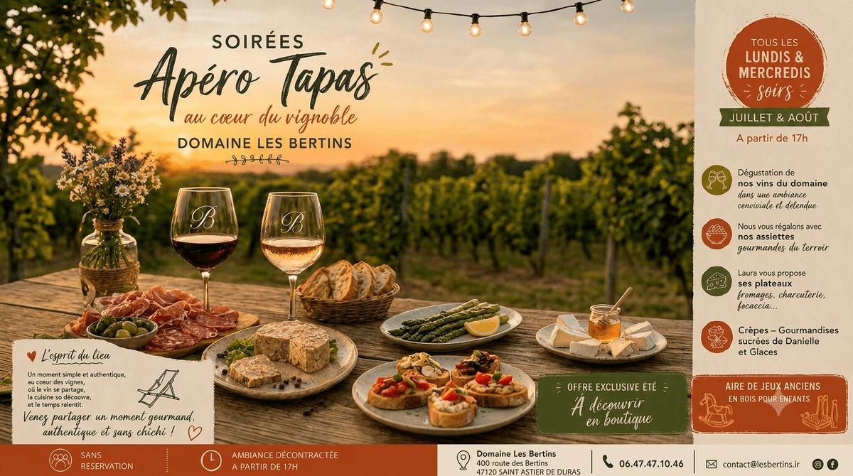 Illustration de l'événement : Soirées Apéro-Tapas aux Bertins