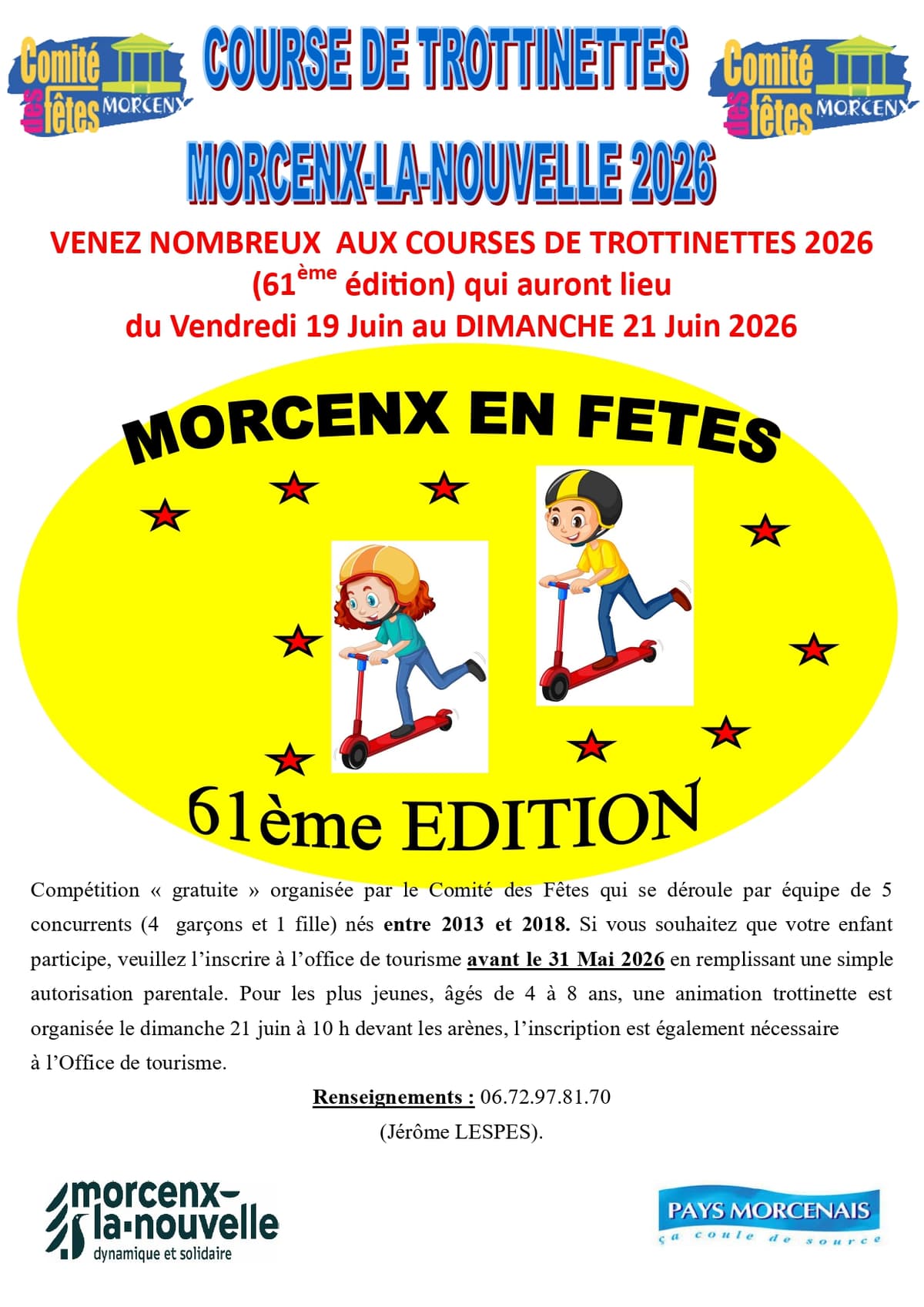 Illustration de l'événement : Fêtes locales - Morcenx-la-Nouvelle Course de trottinettes 2026