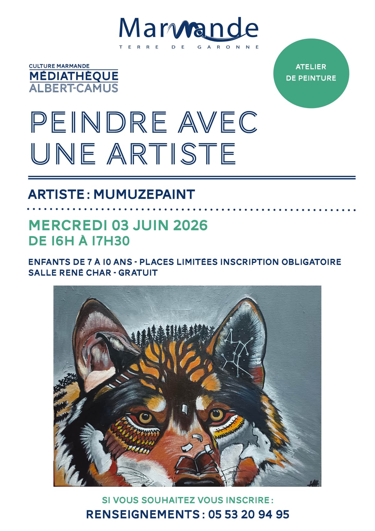 Illustration de l'événement : Atelier de peinture - Peindre avec une artiste à la Médiathèque