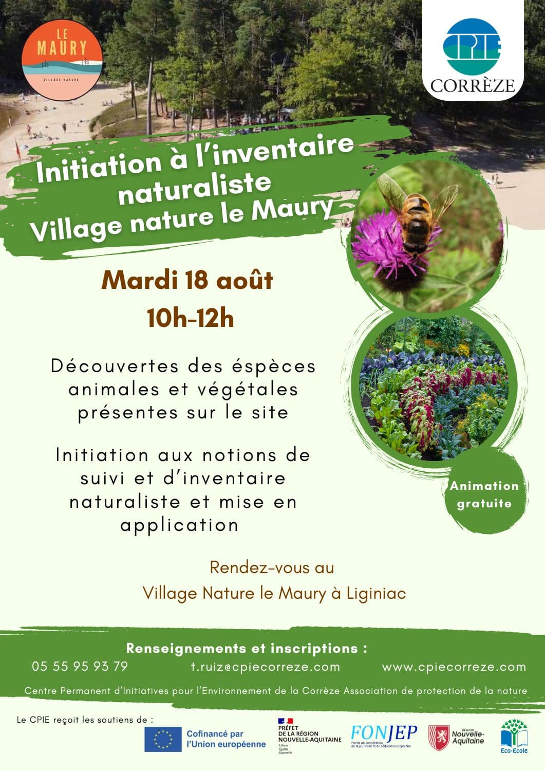 Illustration de l'événement : Initiation à l'inventaire naturaliste au Village Nature Le Maury