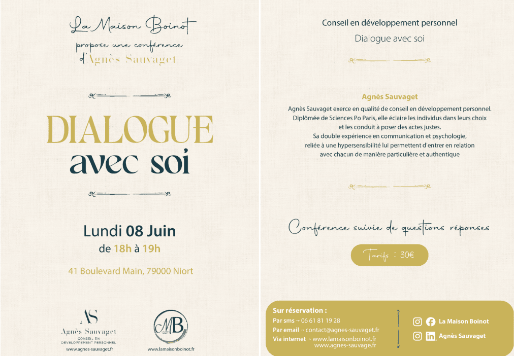 Illustration de l'événement : "Dialogue avec soi" avec Agnès Sauvaget à Niort
