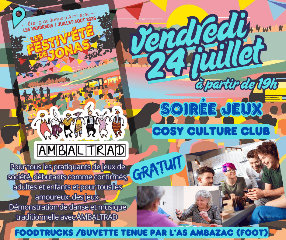 Illustration de l'événement : Les Festiv'Eté de Jonas : Soirée jeux / Cosy Culture Club