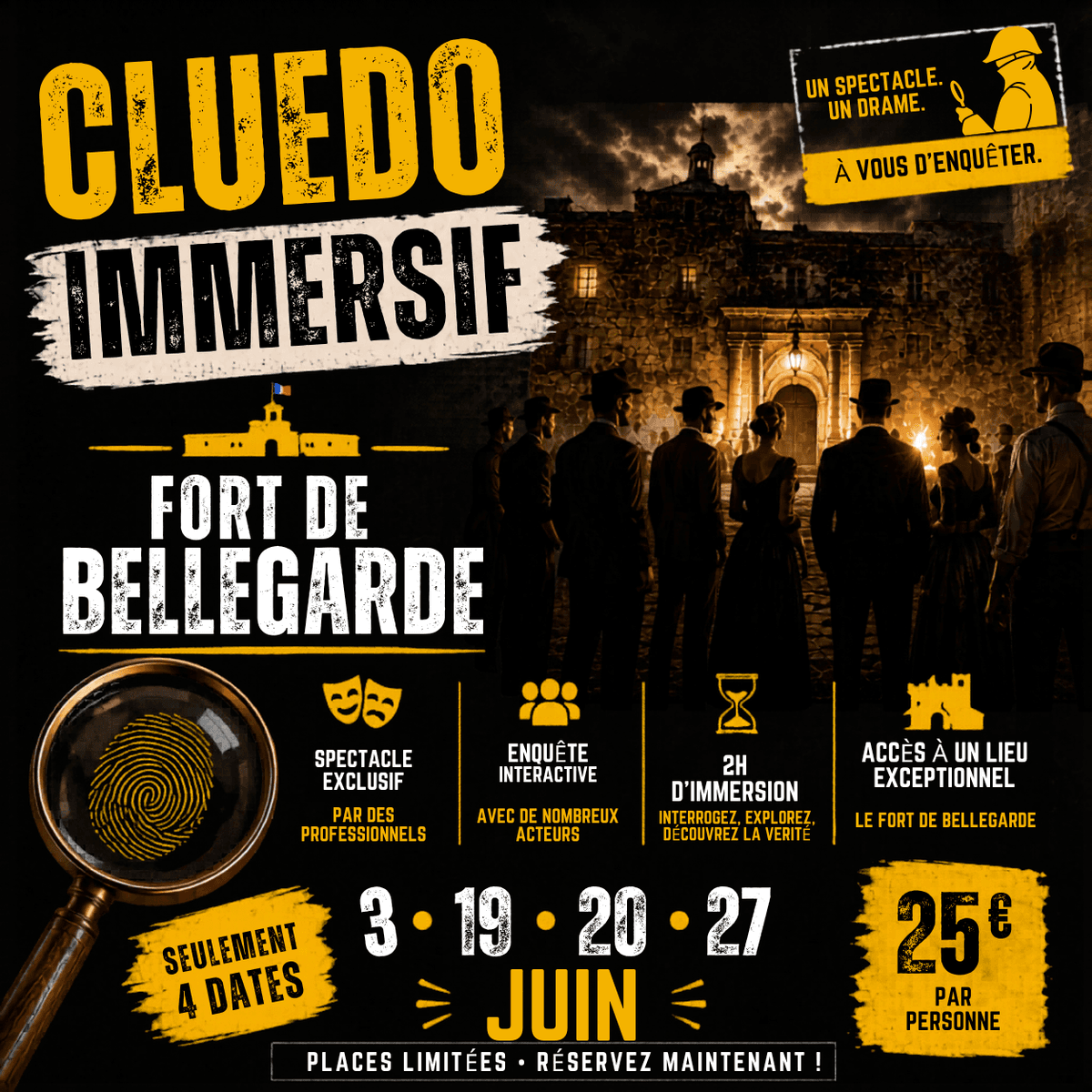 Illustration de l'événement : CLUEDO GRANDEUR NATURE AU FORT DE BELLEGARDE