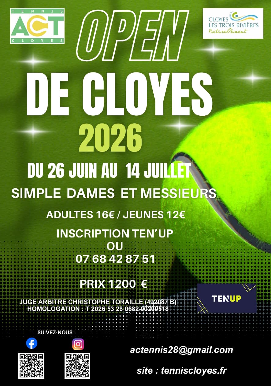 Illustration de l'événement : Compétition de Tennis - Open de Cloyes 2026