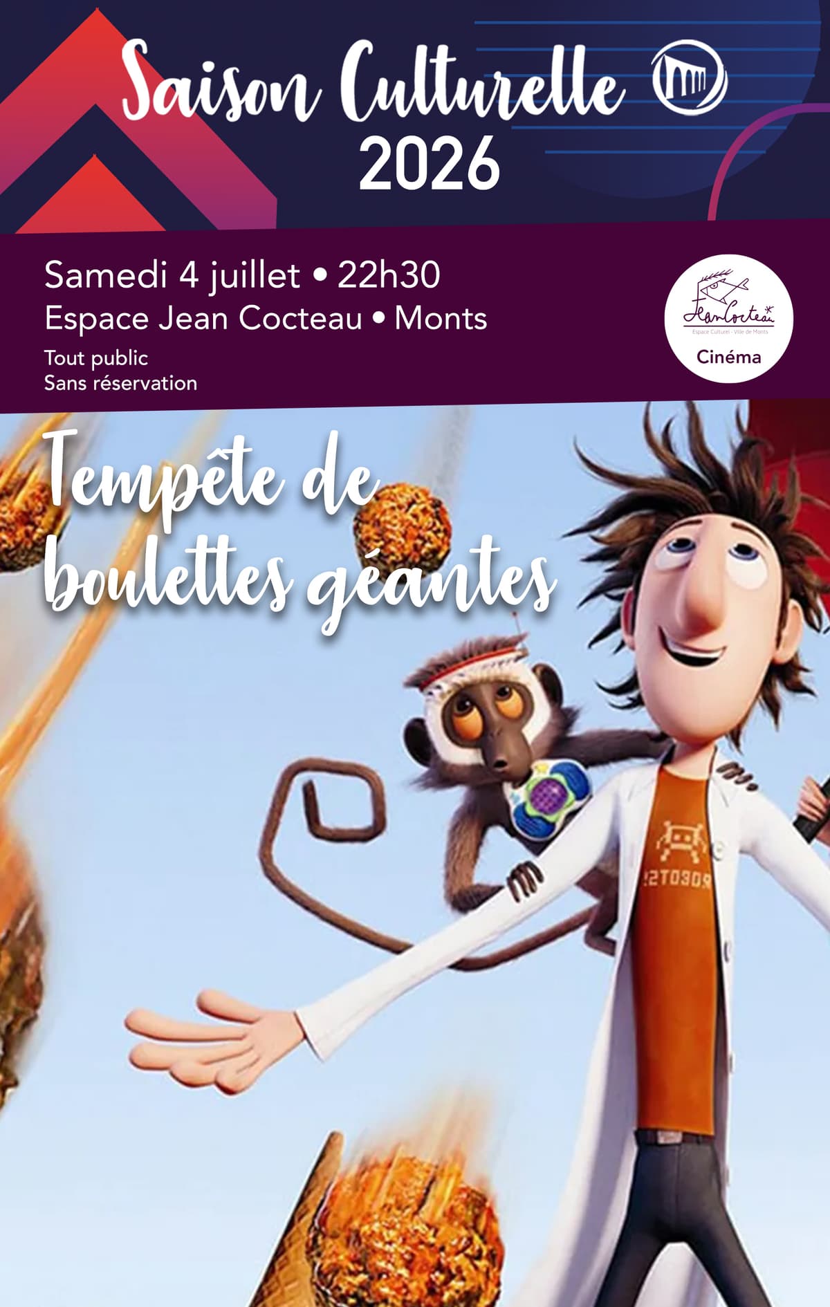 Illustration de l'événement : Cinéma en plein air : Tempête de boulettes géantes