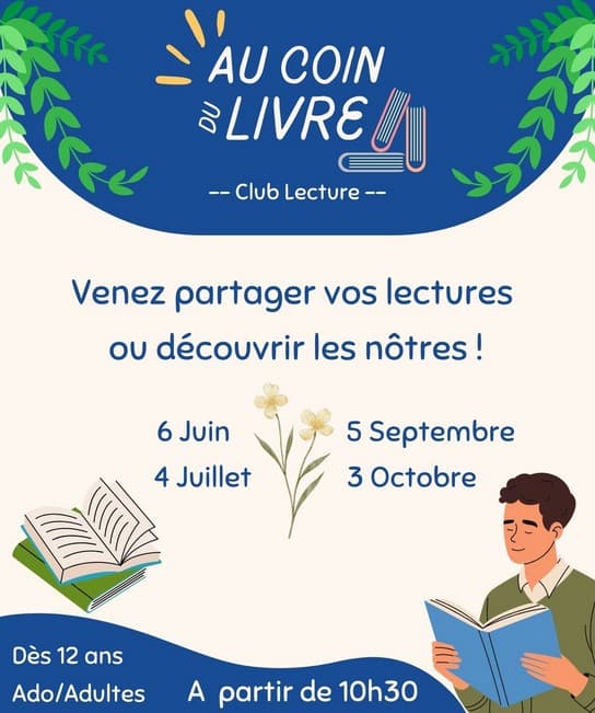 Illustration de l'événement : Club Lecture "Au coin du livre"