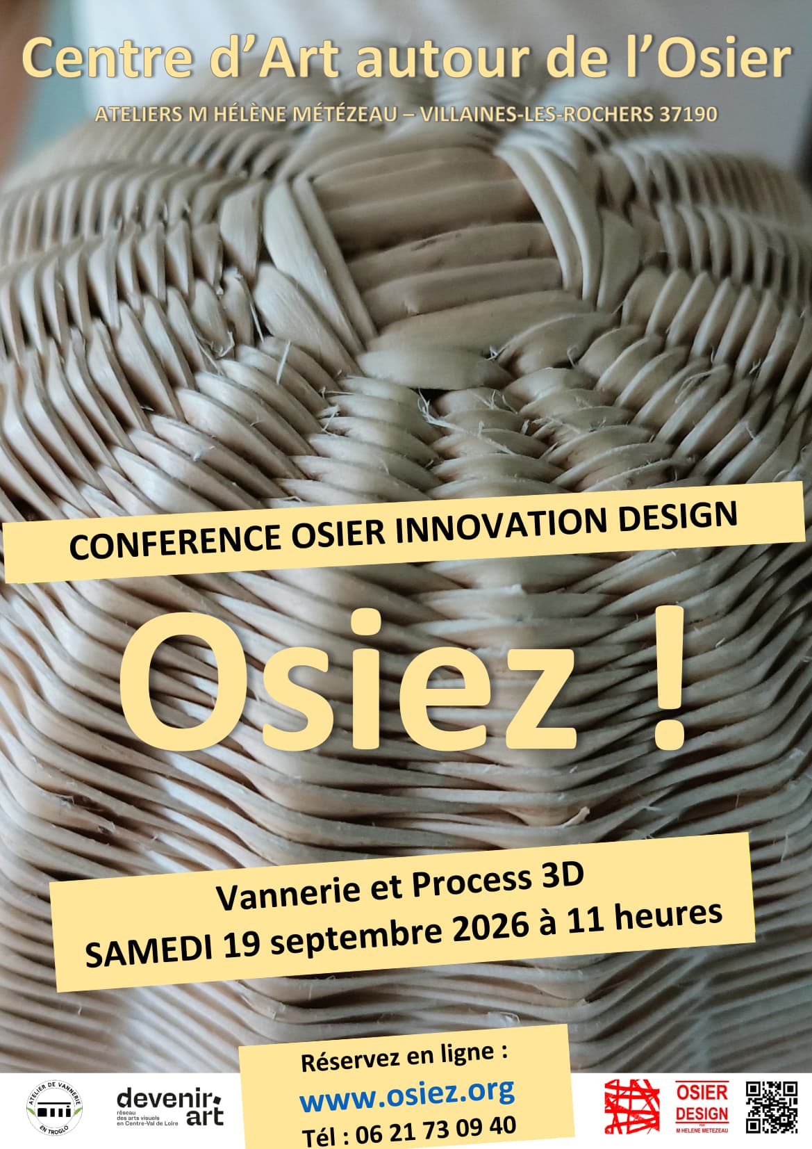 Illustration de l'événement : Conférence Osier Innovation Design : Le parallèle entre l'imprimante 3D et les process en vannerie.