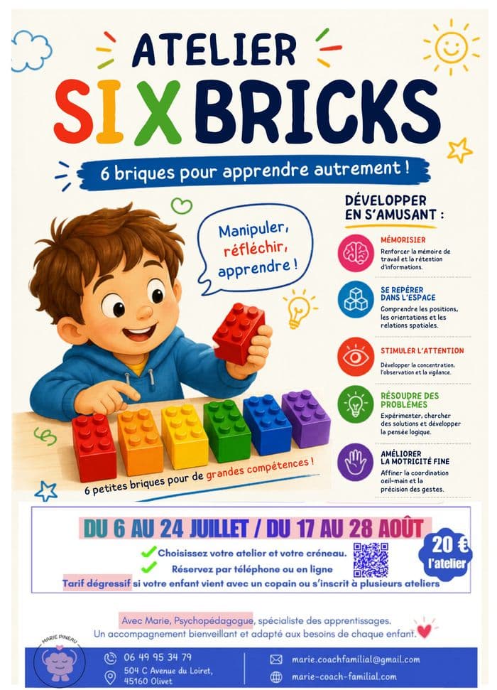 Illustration de l'événement : Les ateliers de l'été à Olivet - 6 bricks LEGO