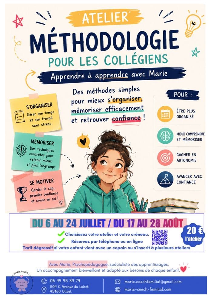 Illustration de l'événement : Les ateliers de l'été à Olivet - méthodologie collégiens