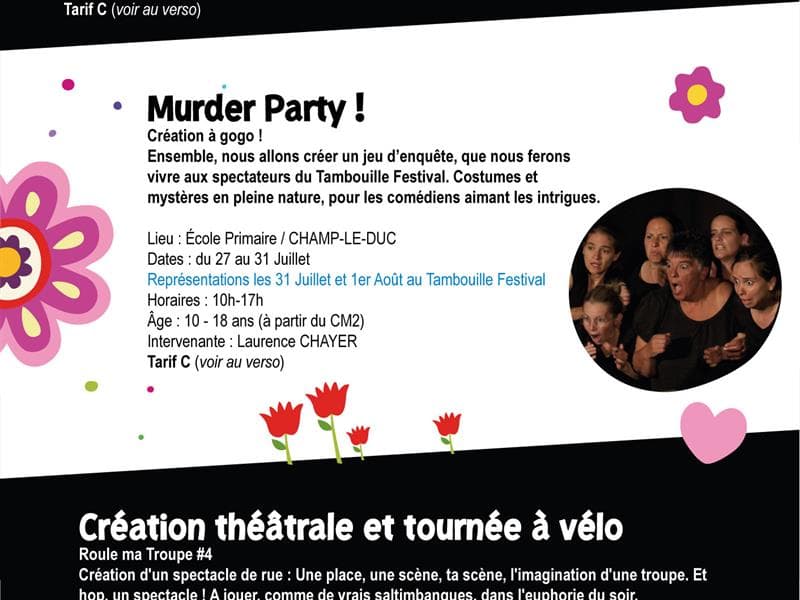 Illustration de l'événement : Stage Murder Party ! Création à gogo !