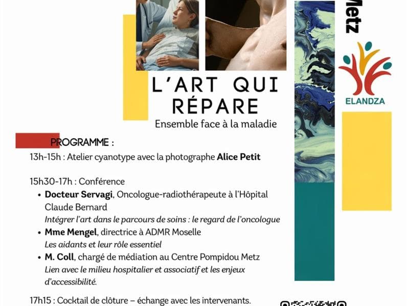Illustration de l'événement : Conférence et atelier - L'art qui répare : Ensemble face à la maladie