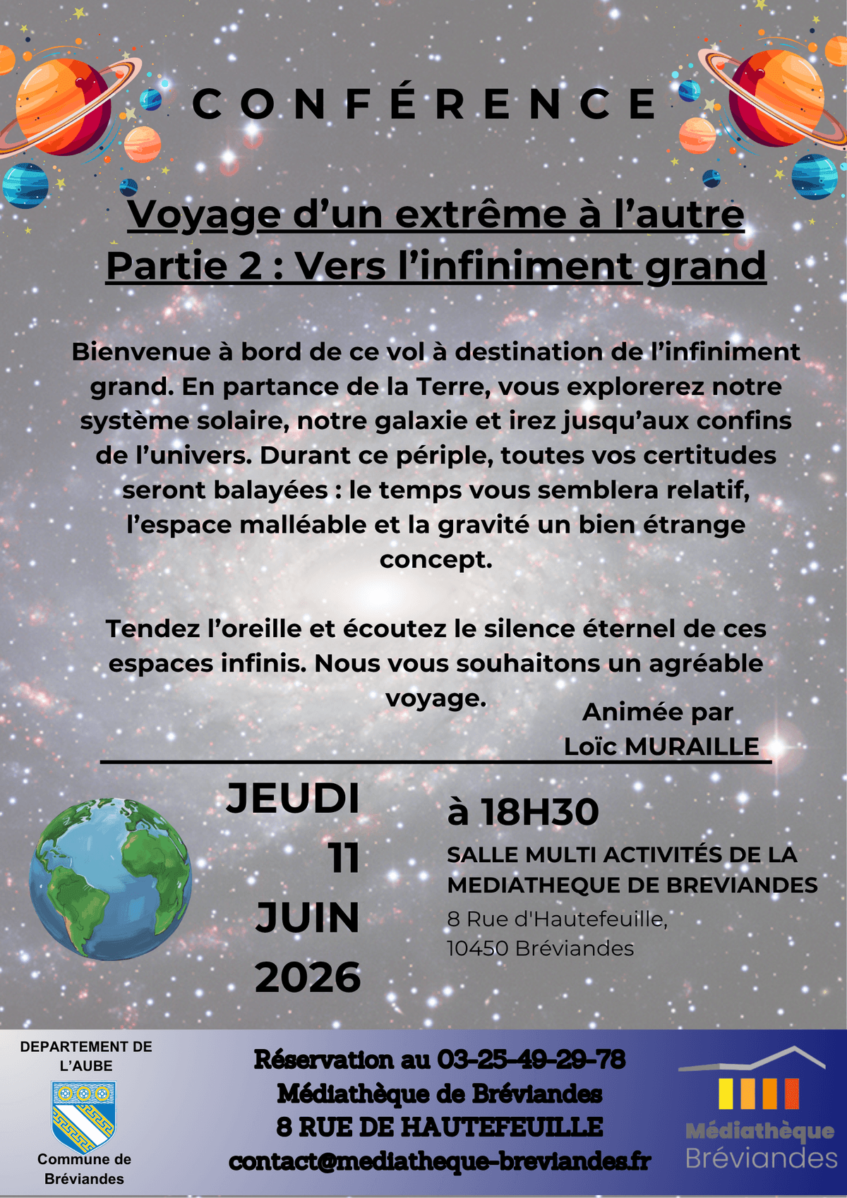 Illustration de l'événement : Conférence sur l'infiniment grand avec le conférencier Loic MURAILLE
