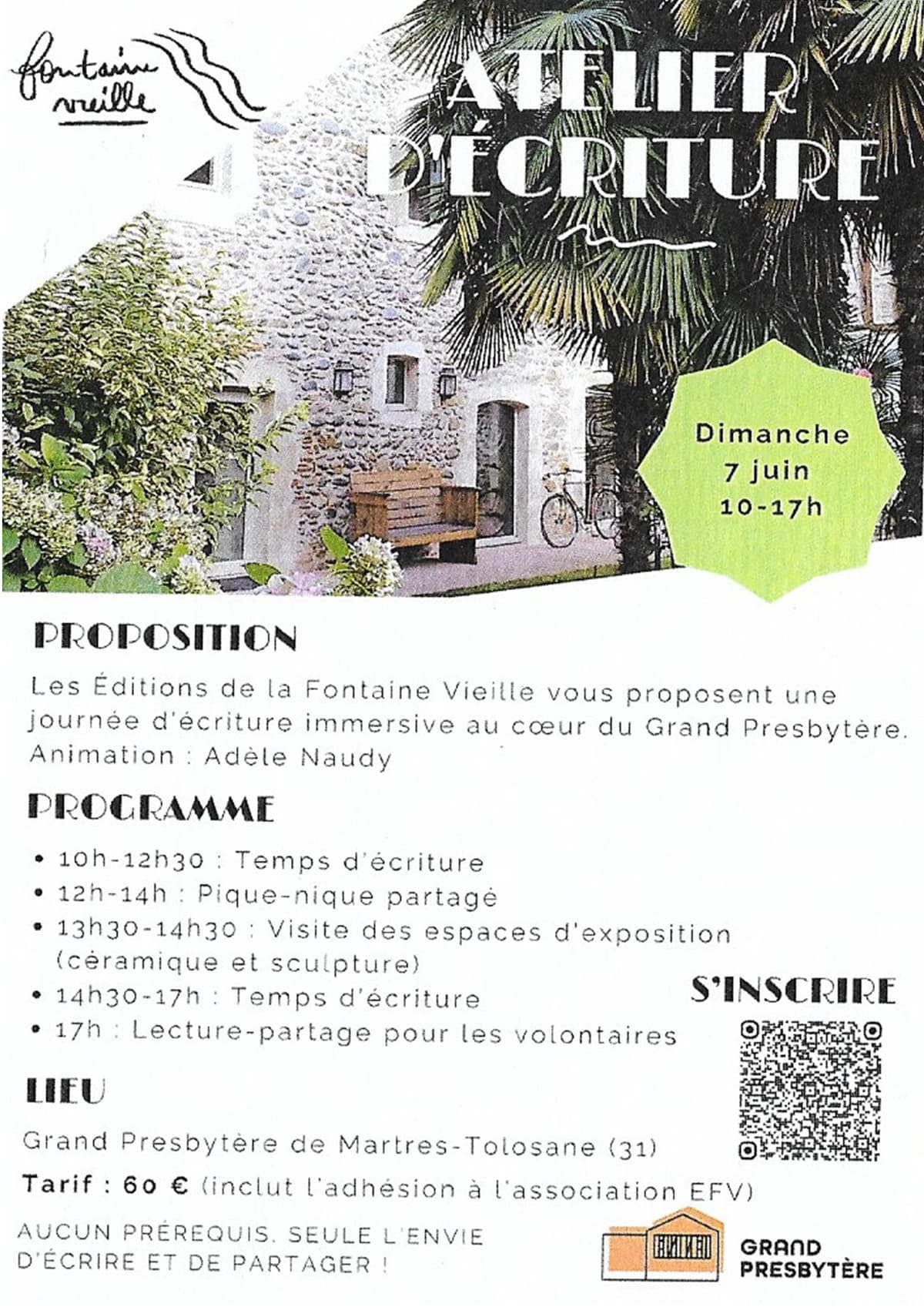 Illustration de l'événement : ATELIER D’ÉCRITURE AU GRAND PRESBYTÈRE