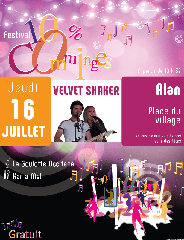 Illustration de l'événement : FESTIVAL 100% COMMINGES : CONCERT VELVET SHAKER