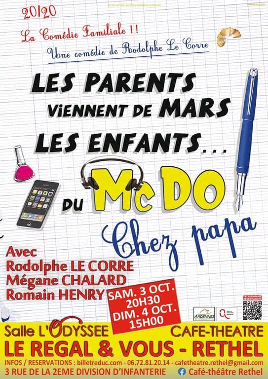 Illustration de l'événement : Café théâtre : Les parents viennent de Mars les enfants ... du Mc Do Chez Papa
