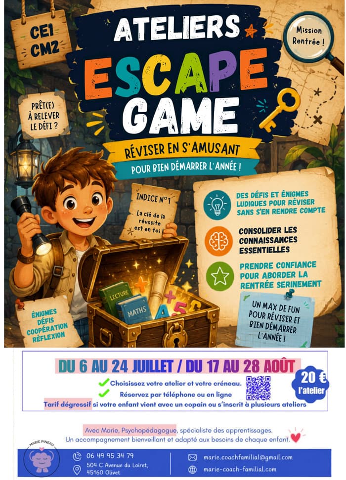 Illustration de l'événement : Les ateliers de l'été à Olivet - Escape Game