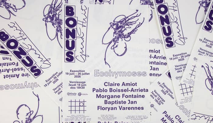 Illustration de l'événement : Ecchymoses, une exposition collective de Claire Amiot, Pablo Boissel-Arrieta, Morgane Fontaine, Baptiste Jan & Floryan Varennes