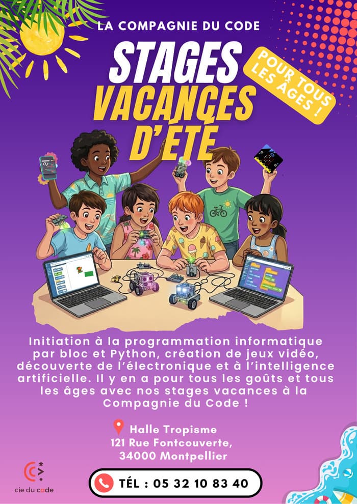 Illustration de l'événement : Stages vacances d'été : code, création de jeux vidéo, électronique...
