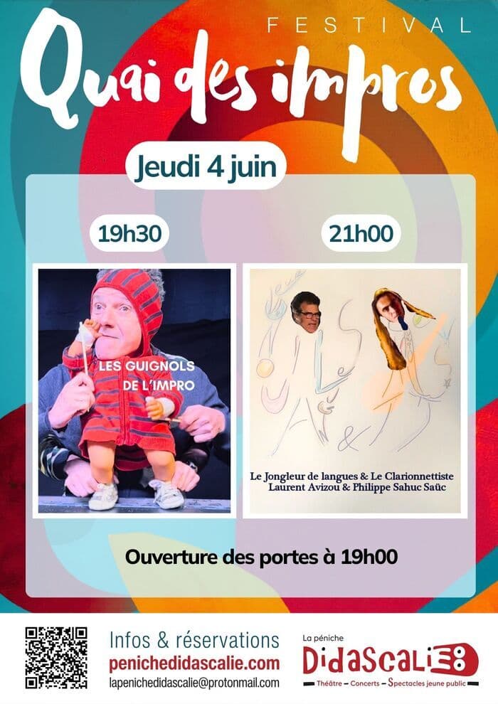 Illustration de l'événement : Les Guignols de l'Impro + Le Jongleur de langues et Le Clarionnettiste