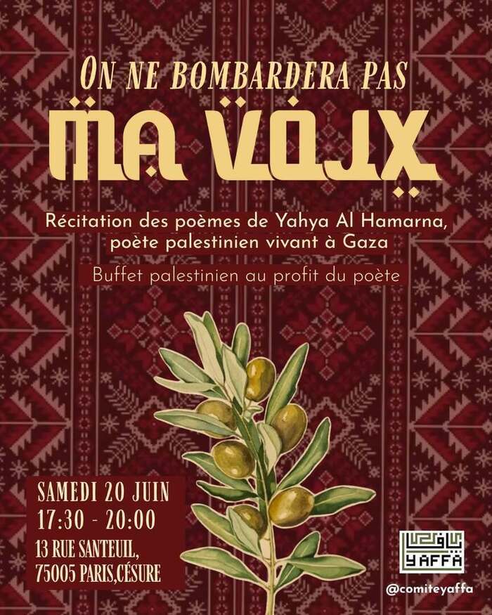 Illustration de l'événement : Lecture de poèmes : ON NE BOMBARDERA JAMAIS MA VOIX de Yahya AL HAMARNA