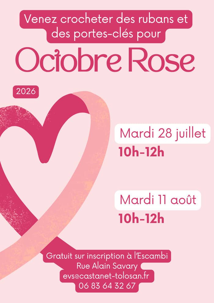 Illustration de l'événement : Venez crocheter des rubans et porte-clés pour octobre rose
