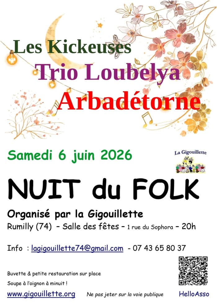 Illustration de l'événement : Nuit du Folk avec Arbadétorne, Trio Loubelya, Les Kickeuses