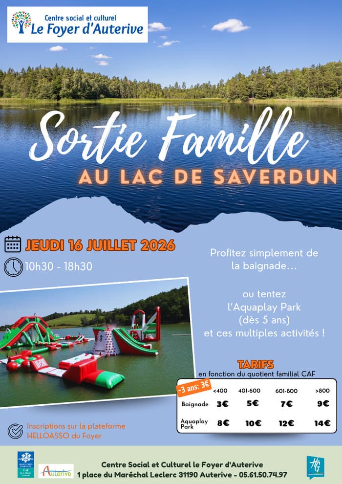 Illustration de l'événement : Sortie Famille au lac de Saverdun organisée par le Centre Social et Culturel le Foyer d'Auterive