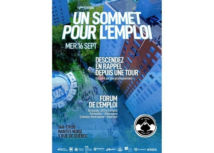 Illustration de l'événement : Un sommet pour l'emploi : Descente en rappel d'une Tour + Forum emploi