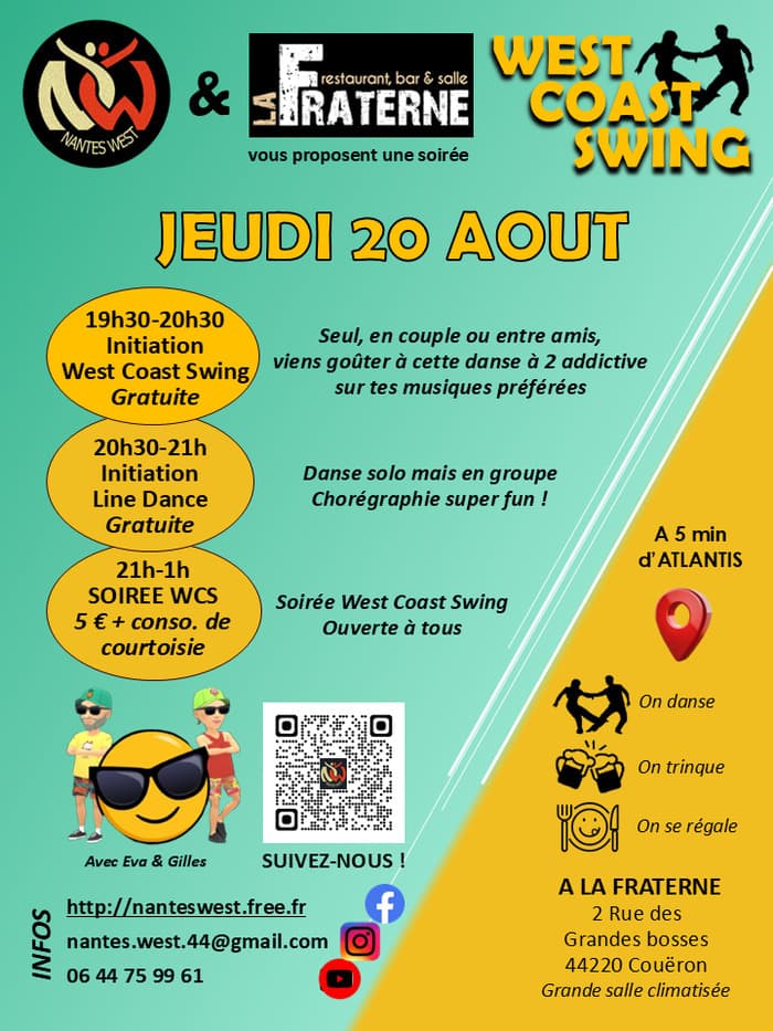Illustration de l'événement : Initiations West Coast Swing & Line Dance + Soirée WCS