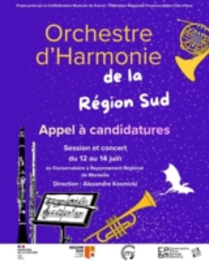 Illustration de l'événement : Orchestre d'Harmonie de la Région Sud / Concert Dimanche 14 juin 17h30 au Conservatoire de Marseille