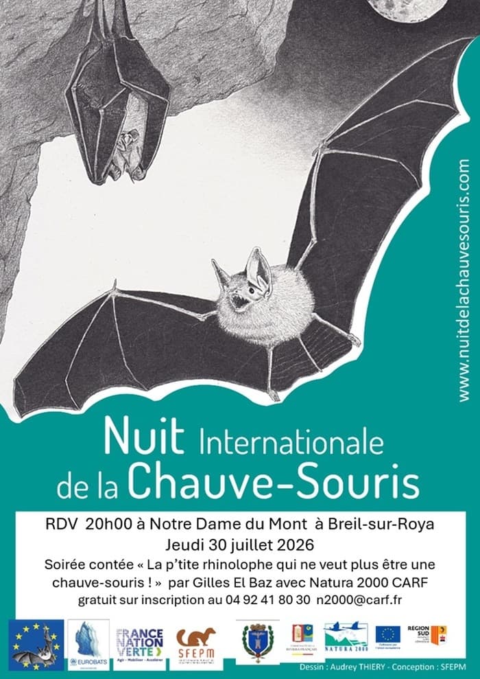 Illustration de l'événement : "La petite Rhinolophe qui ne voulait plus être une Chauve-souris" Jeudi 30 juillet 2026 à Notre Dame du Mont à Breil-sur-Roya