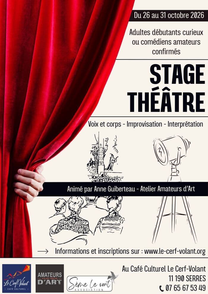Illustration de l'événement : Stage Théâtre pour adultes, débutants curieux ou comédiens amateurs confirmés