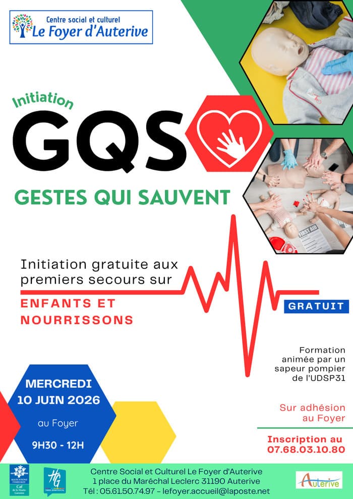 Illustration de l'événement : Atelier Gestes qui sauvent au Centre Social le Foyer d'Auterive