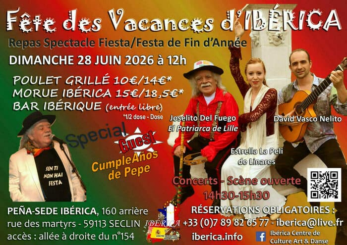 Illustration de l'événement : Fête de fin d'année repas spectacle espagnol flamenco gypsy Ibérica Seclin Lille Hauts de France
