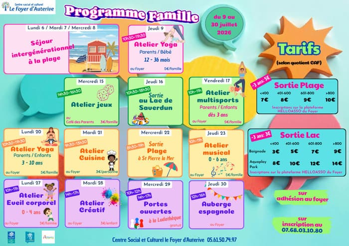 Illustration de l'événement : Programme Animations Famille / Centre Social et Culturel le Foyer d'Auterive